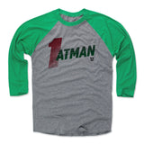 Mens Baseball T-Shirt Green / Heather Gray