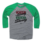 Mens Baseball T-Shirt Green / Heather Gray